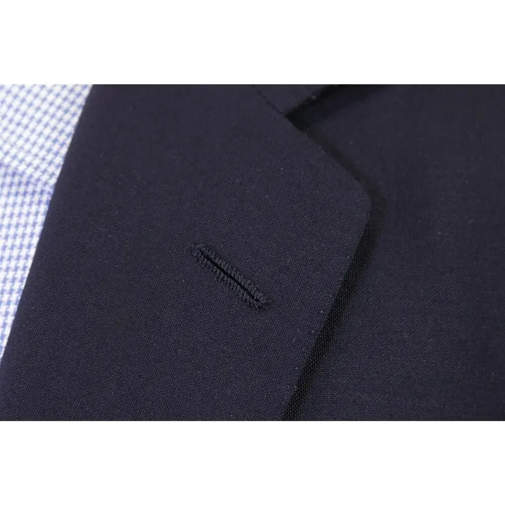 Chester Barrie Savile Row Navy Blue Wool Mohair 2Btn Sharkskin Blazer Jacket 40R